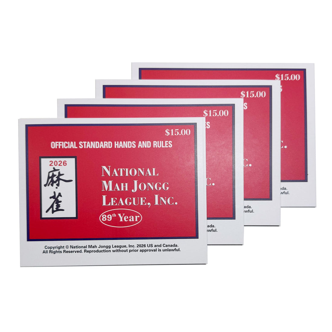 2026 NMJL Mahjong cards shown as a large print 4-pack now shipping from available U.S. inventory.